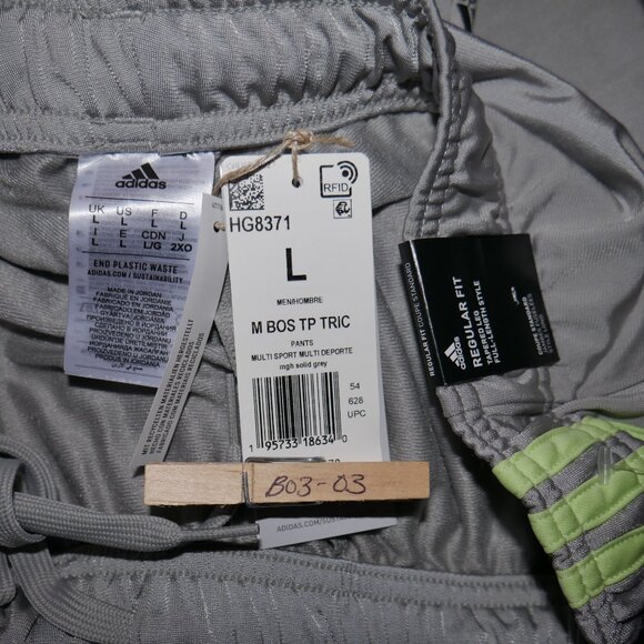 Adidas Men's Tricot Joggers 3-Stripe Warm-Up Track Pants Gray/Neon Yellow NWT - Picture 5 of 5